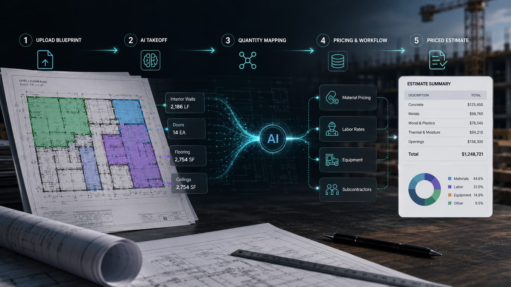 quotr.ai blueprint-to-priced-estimate-workflow banner