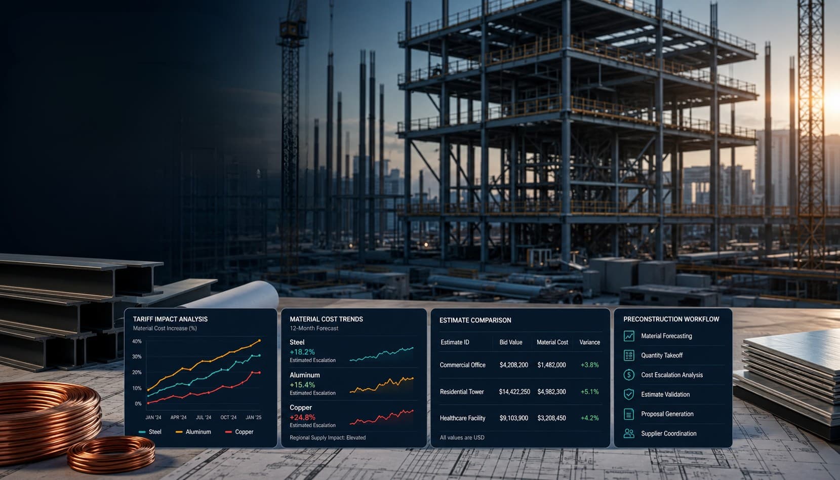 quotr.ai tariff-impact-construction-costs-2026-steel-aluminum-copper card